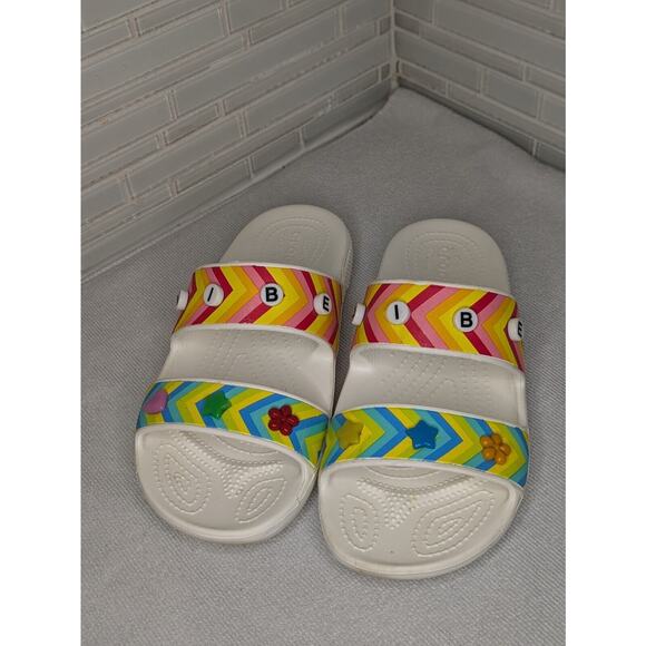 Crocs Festival Vibes Slip On Sandal‎ Shoes Size Women’s 7 White Pride Classic - Picture 1 of 6
